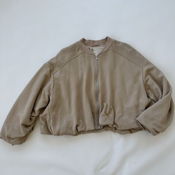 Anthropologie Pilcro Bubble Bomber Jacket XS Oversize Beige Full Zip $138 - Picture 4 of 10